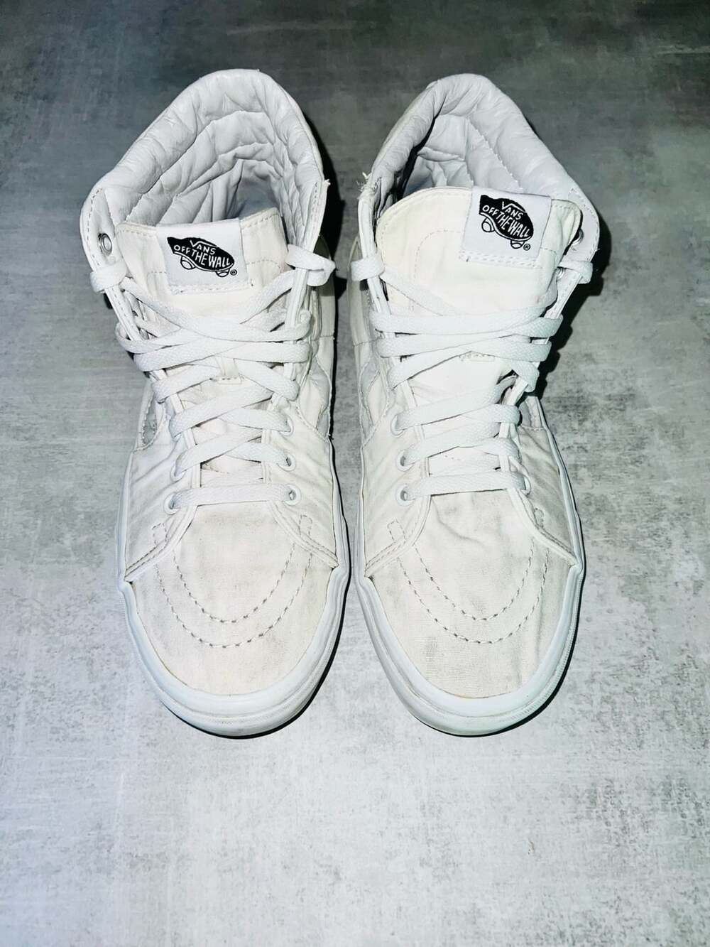 Vans Sk8-Hi High Top Classic White Canvas Skateboard Shoes Men's Size 10